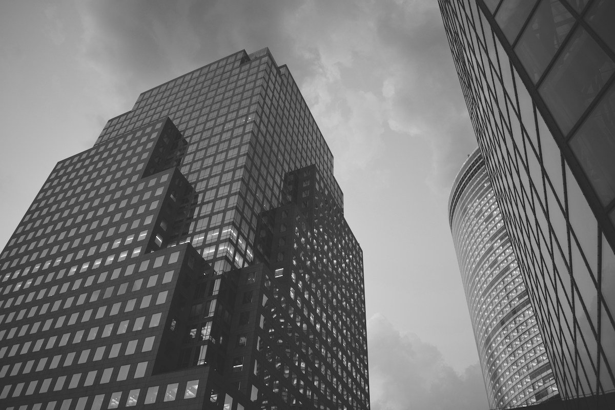 Low-angle photograph of skyscrapers